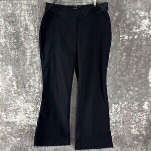 JBXR Size 16 Satin Trim Flare Leg Dress Trousers Pants Black Full Length Women